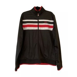 FILA black/red striped zip up track jacket - L